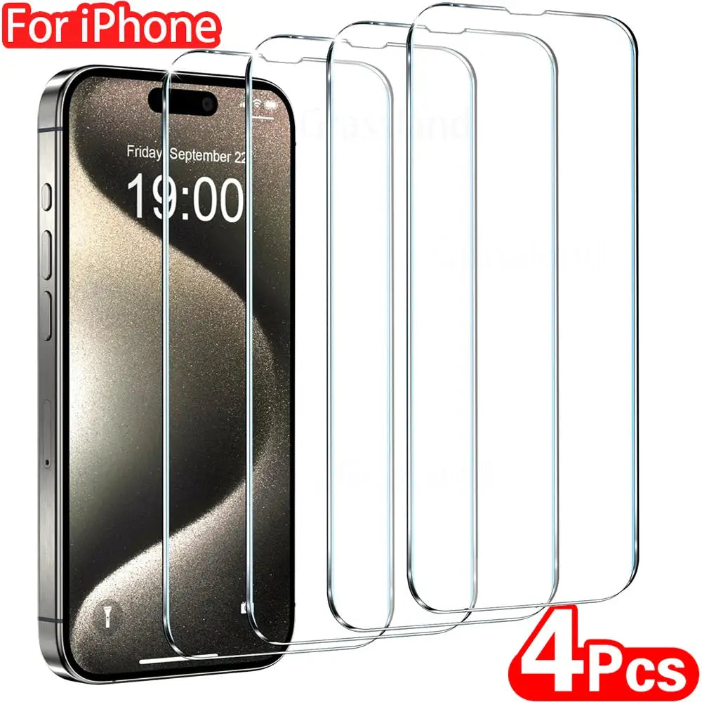NovaGuard Four Pack Tempered Glass Screen Protectors For iPhone 16 Through XR Pro Max And 7 8 X XS XR Crystal Clear