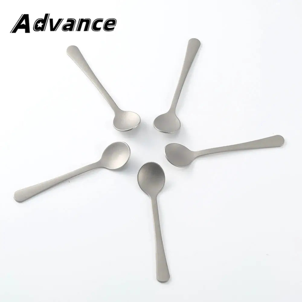 Mini titanium alloy dessert spoons, Advance brand, set of 5 for camping and coffee