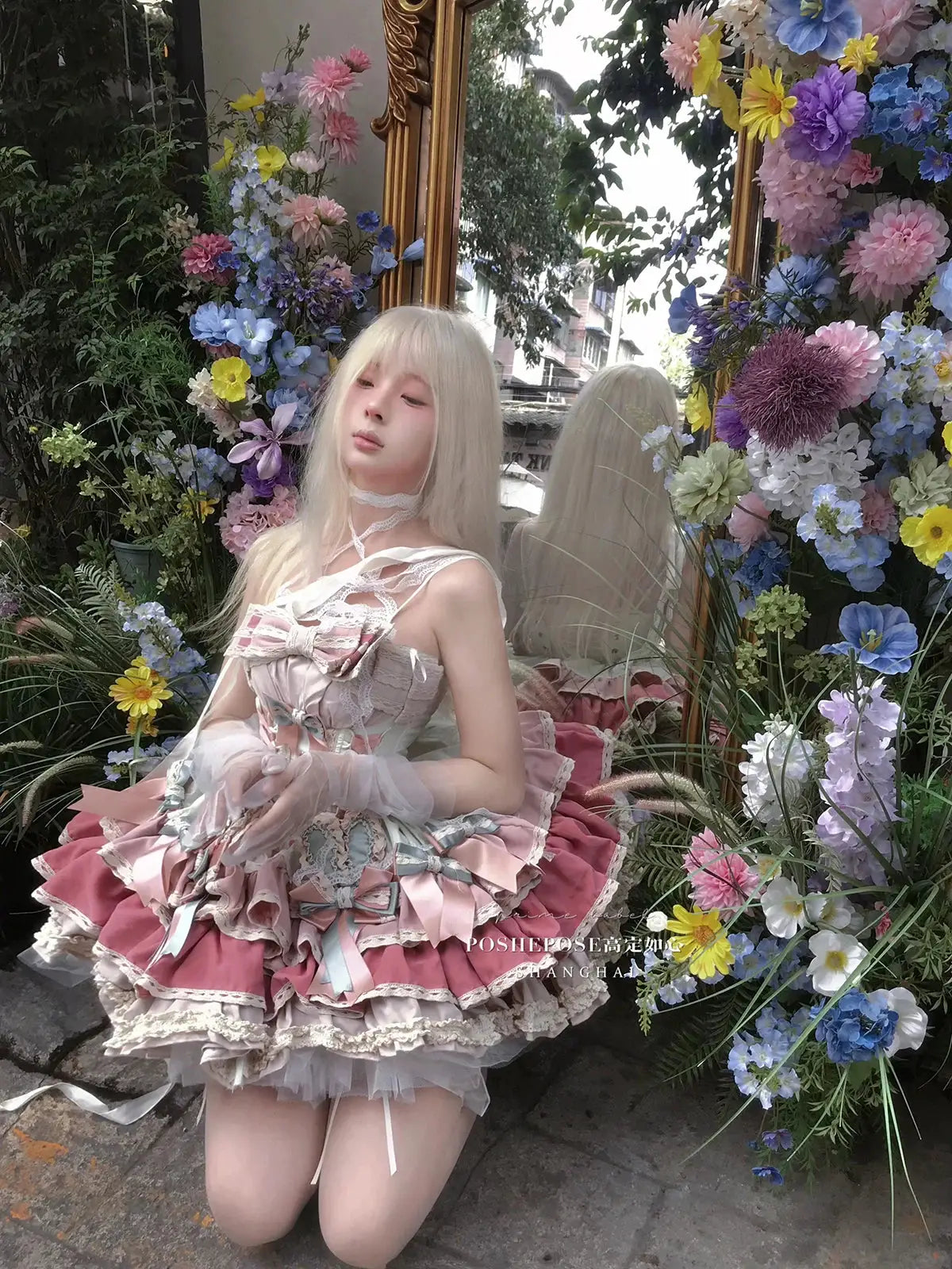 Girls Birthday Lolita Dress Tube Top Satin Bowknot Pettiskirt Mini