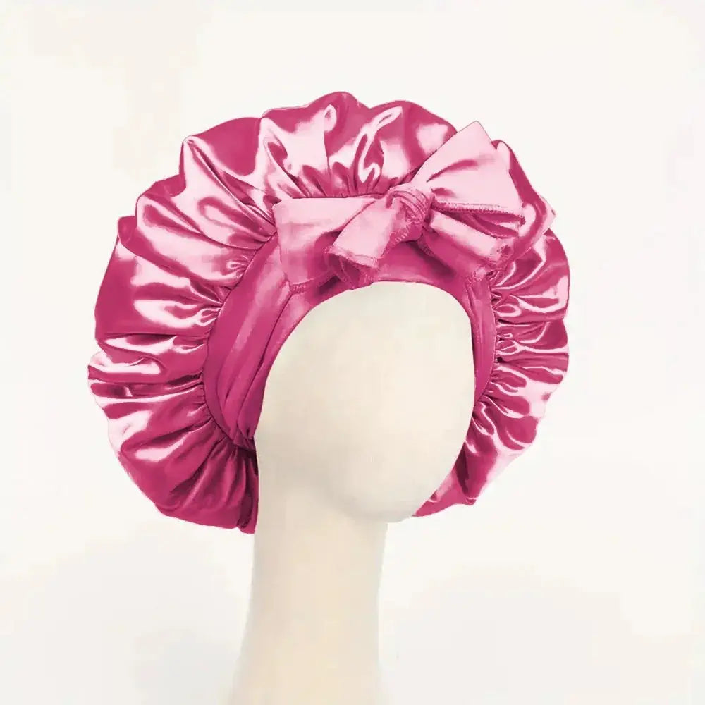 SilkNest Satin Silk Bonnet Adjustable Sleep Cap With Tie Band For Frizz Free Hair Keeps Hair Smooth Overnight