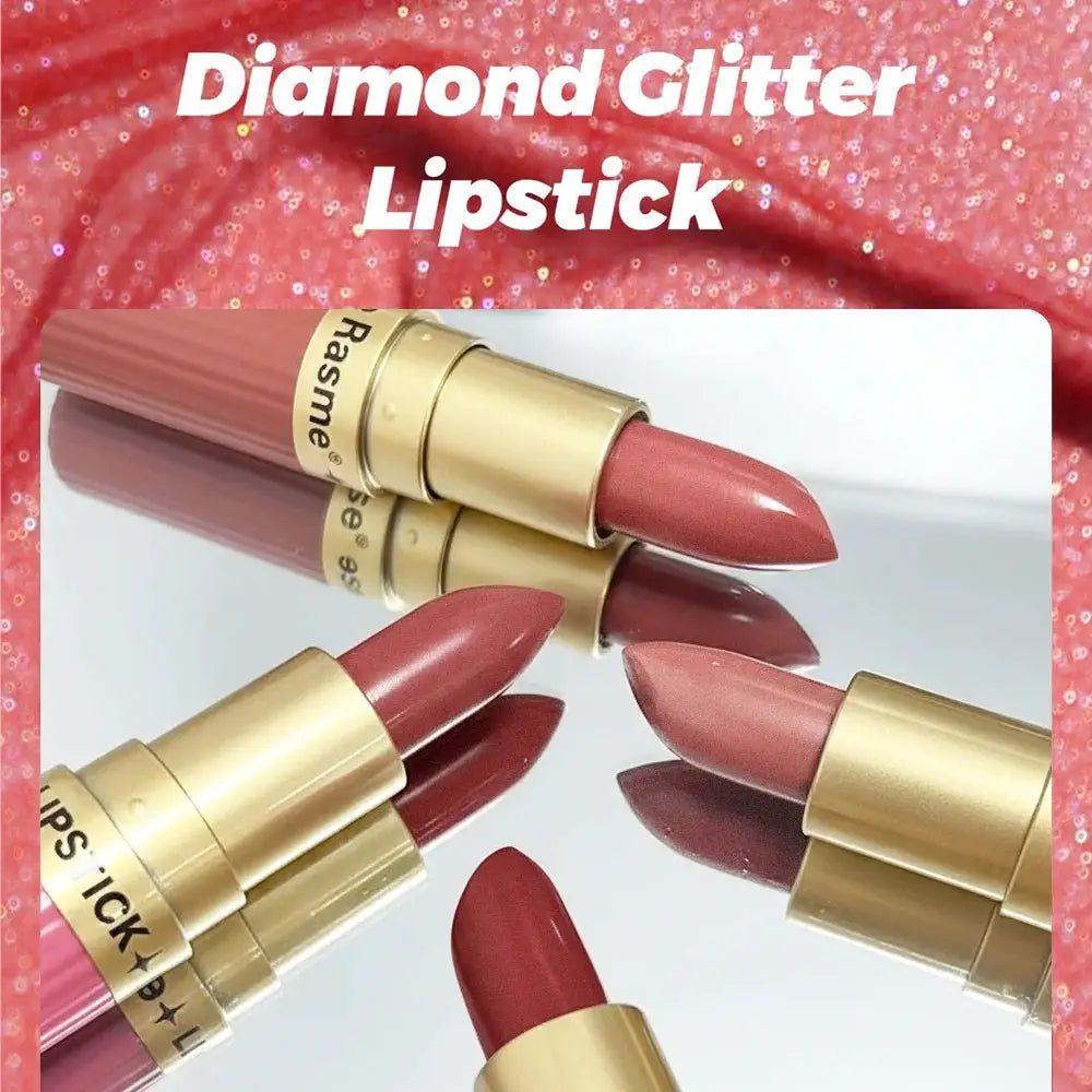 LuxeGleam Pearlescent Pink Glitter Velvet Lipstick Metallic Waterproof Long Lasting Matte Shimmer Finish