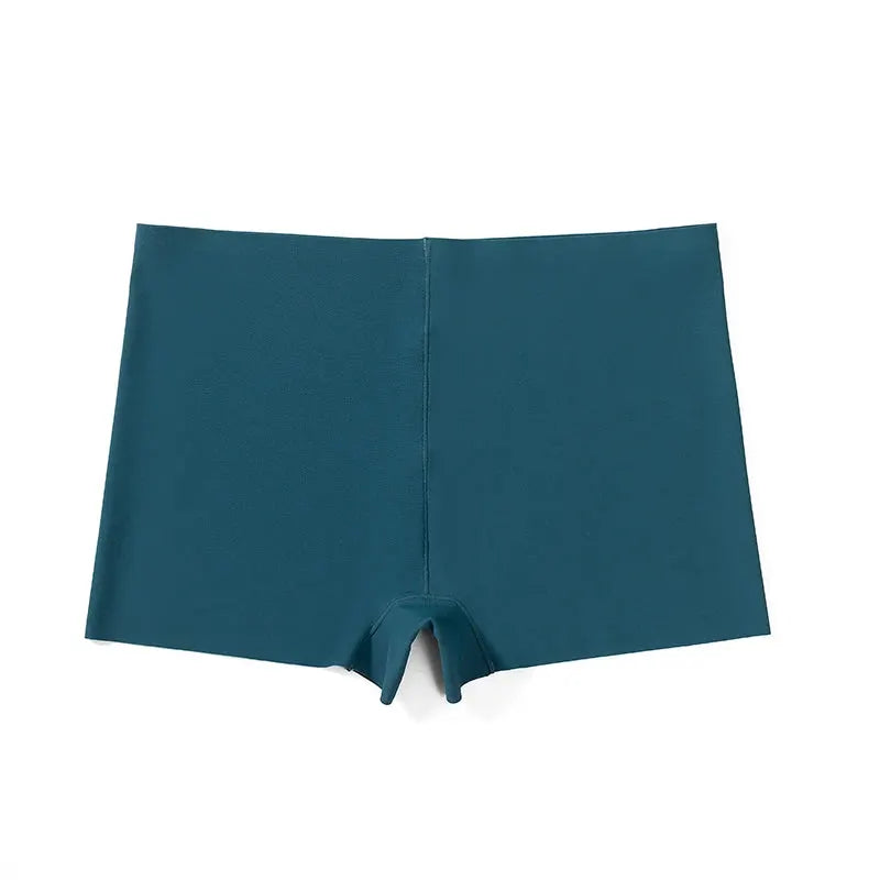 BZEL women's silk satin seamless boyshorts underwear in teal