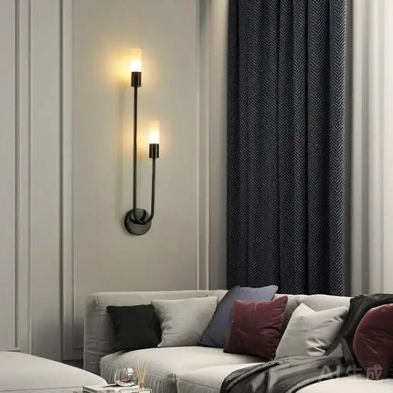 LED Golden-Black wall lamp by Simples Market with dual vertical arms for living room