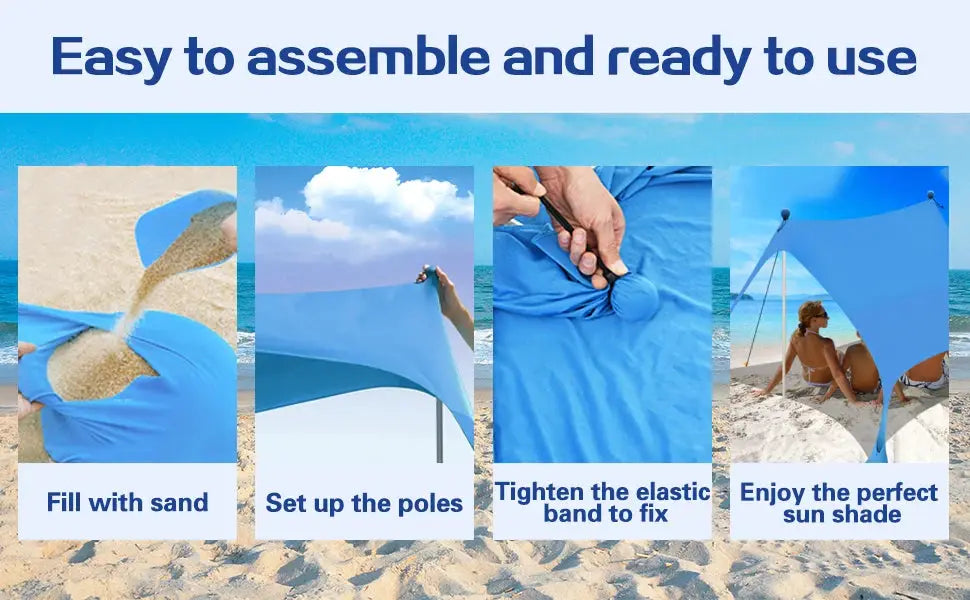 Camping tent by Simples Market, blue windproof pop-up beach sun shade canopy; ultralight and easy to set up