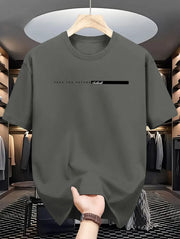 Summer Men 100 Percent Cotton Casual Loose Fit Large Letter Print Round Neck Short Sleeve T Shirt Unisex High Street