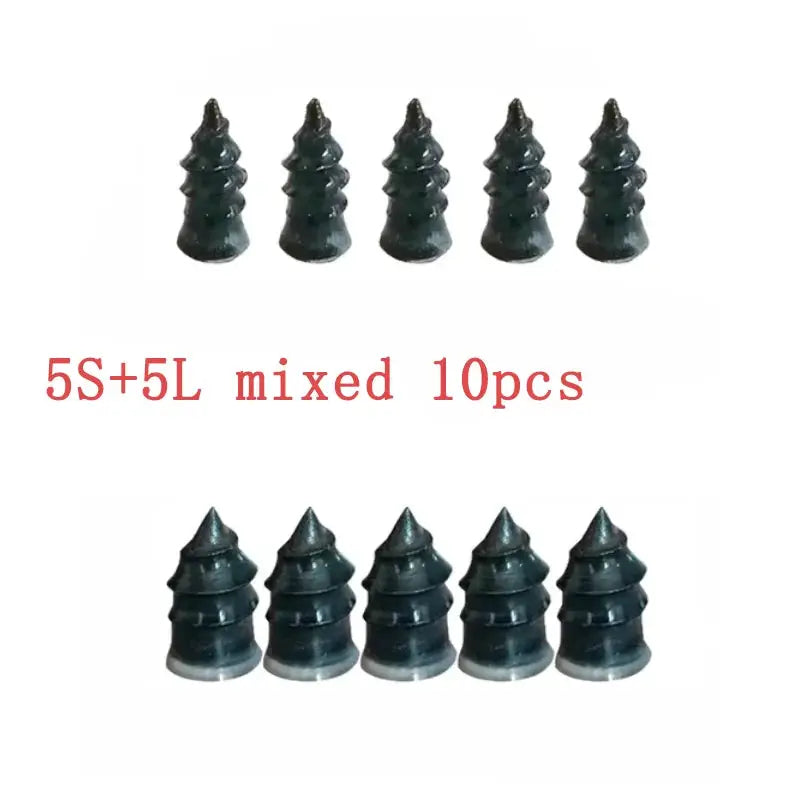 Simples Market tire repair rubber nails set, 10 black puncture screws, mixed sizes 5S+5L.