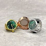 NovaTime Finger Watch Ring Unisex Vintage Alloy Quartz Timepiece With Elastic Band