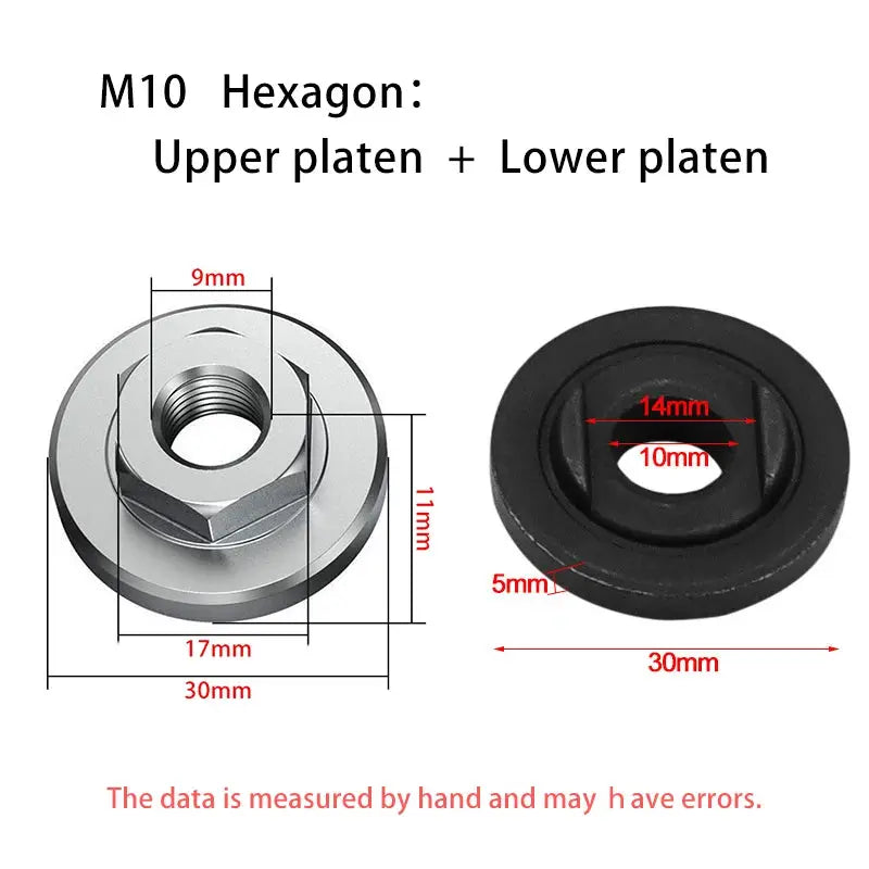 M10 M14 5/8-11 Thread Replacement for Angle Grinder Flange Nut Set Inner Outer Pressure Plate
