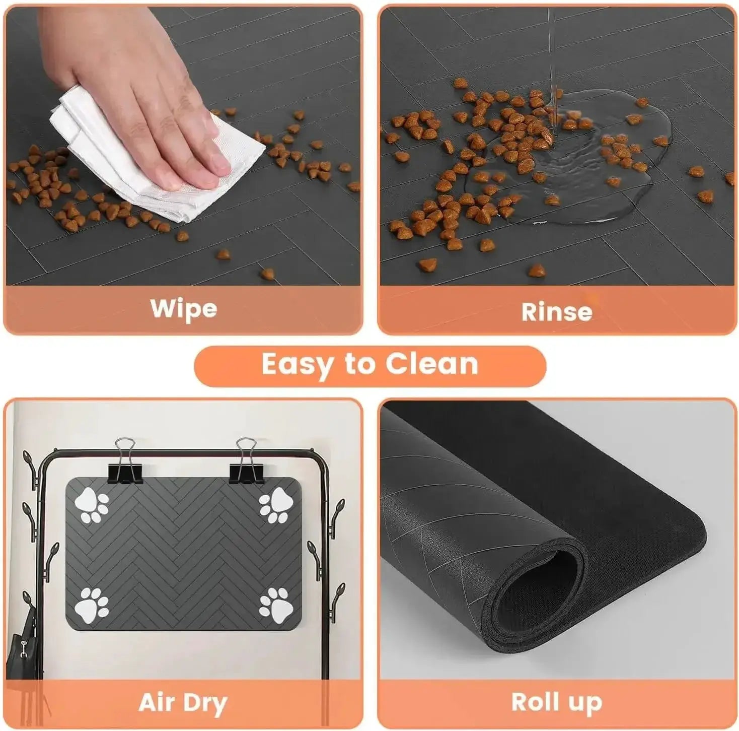 Absorbent Pet Feeding Mat With Waterproof Rubber Backing Non Slip For Dog And Cat Food And Water Bowls Quick Dry