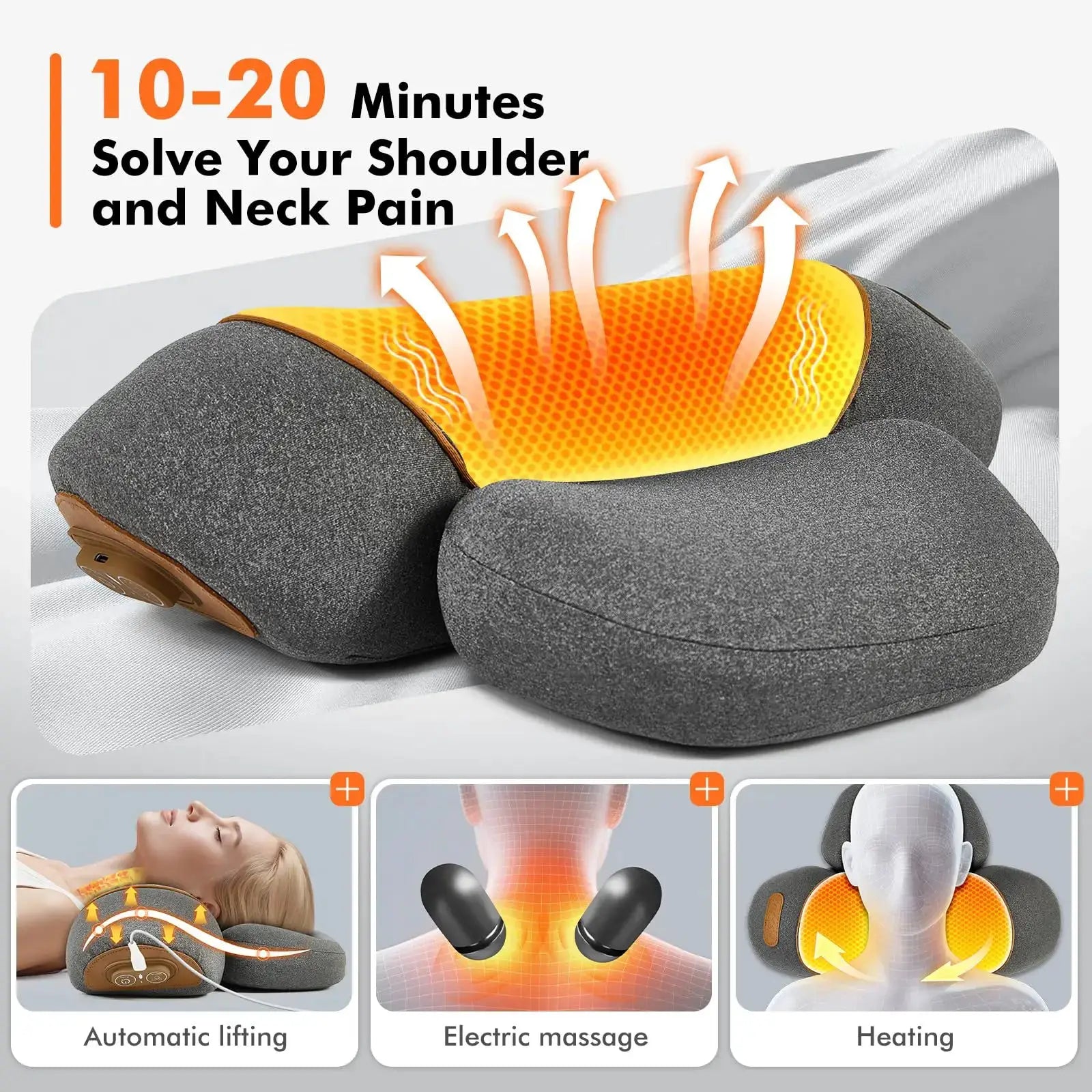 Simples Market 3-in-1 neck massager pillow with heating and traction for shoulder and neck pain