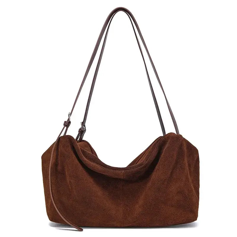 Luxora Women Suede Cowhide Leather Shoulder Crossbody Bag With Ample Space And Multiple Pockets