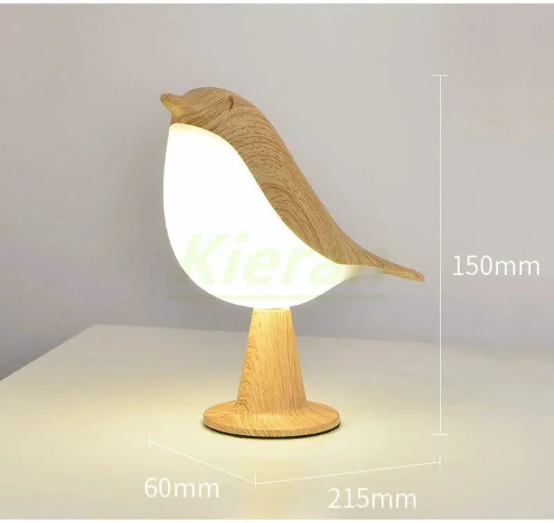 Simples Market Nordic Magpie LED desk lamp with wood base and white bird-shaped shade