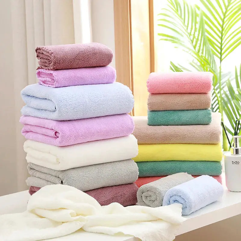 2 Piece Bath Towels Set Ultra Soft Coral Velvet Highly Absorbent Quick Dry For Adults Hotel And Spa Use