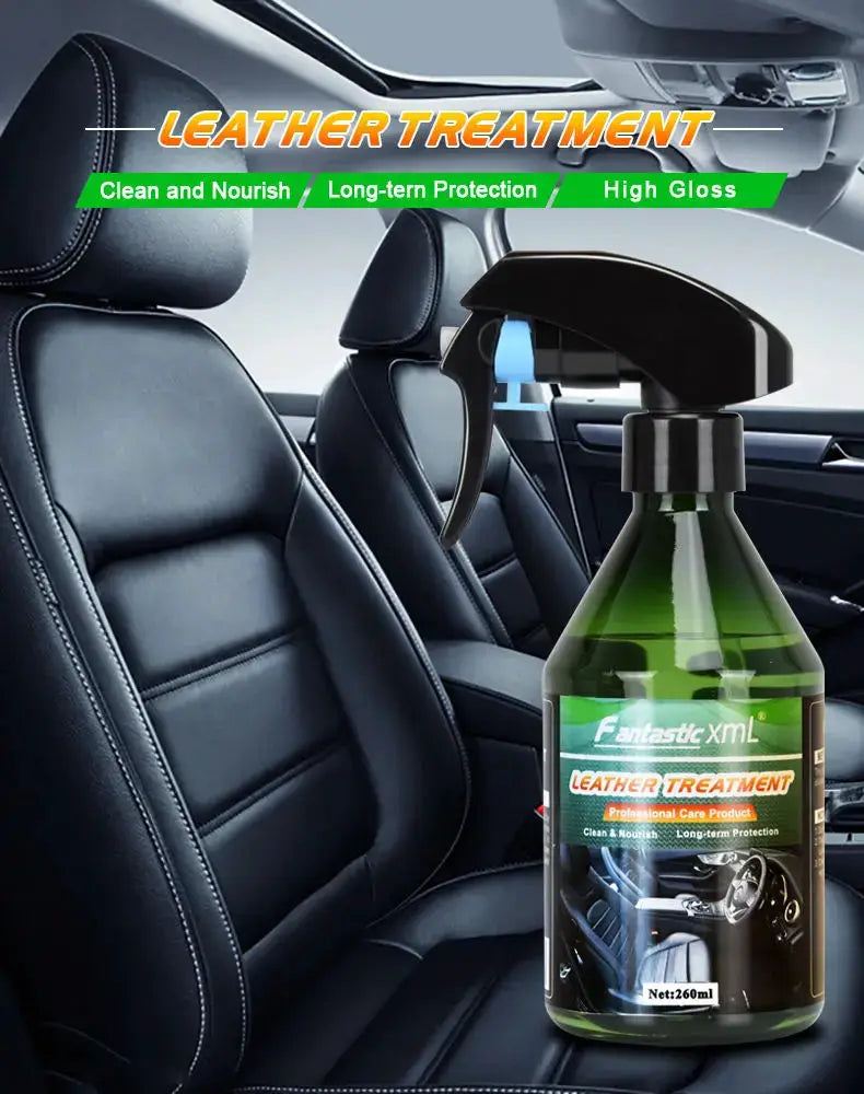 Fantastic xml leather treatment spray for cars; green bottle with black spray nozzle, 260ml
