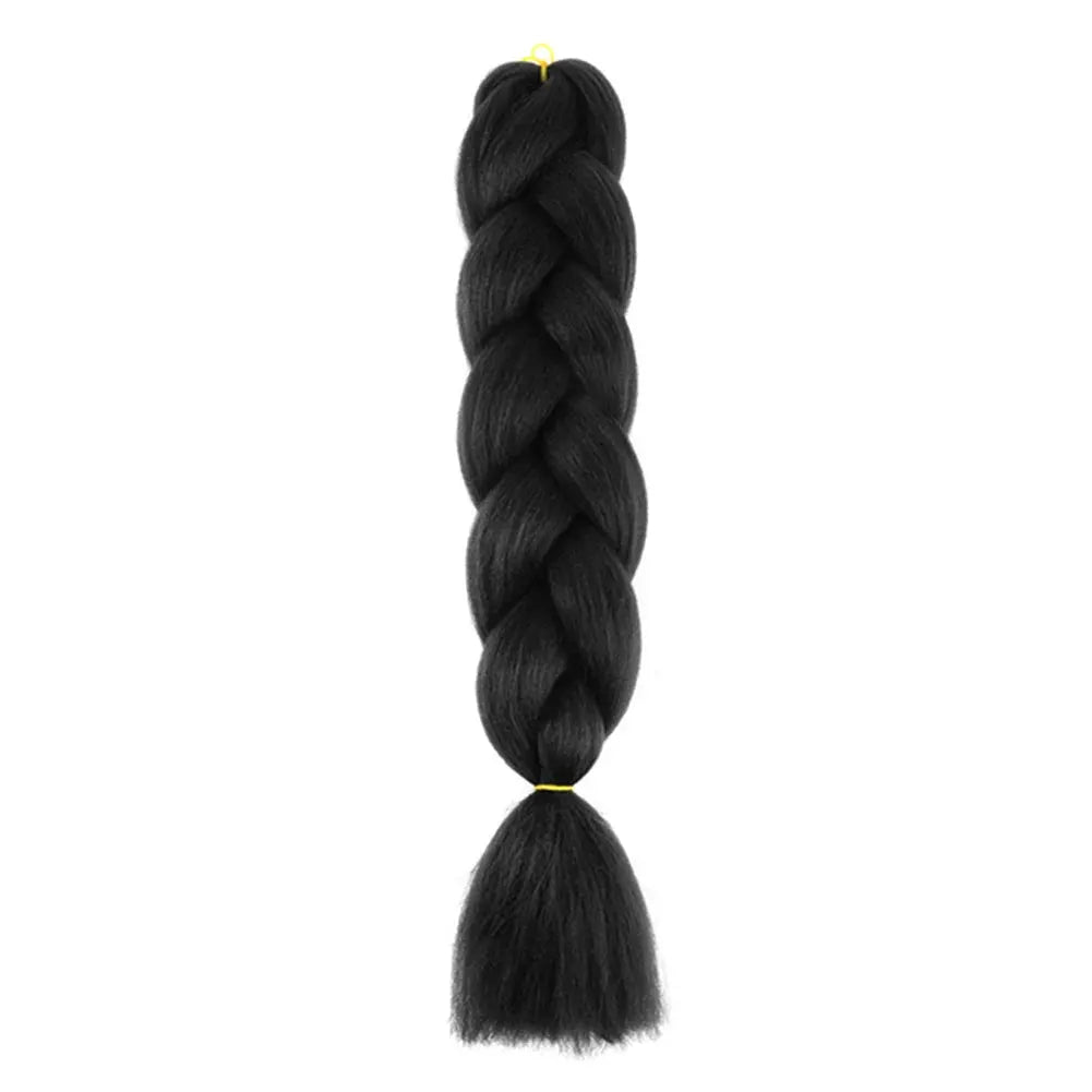 24-inch jumbo braiding hair extension in black, crochet braid, synthetic afro texture