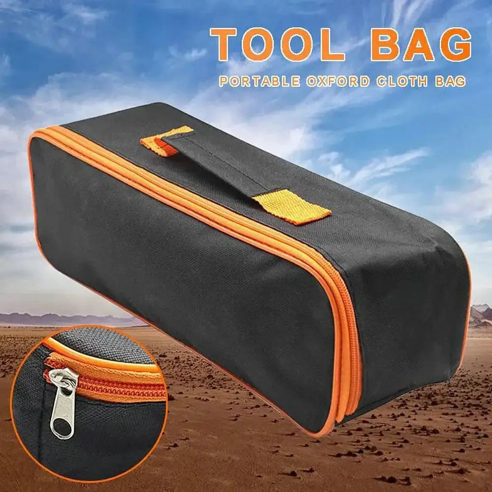 Portable tool bag by Simples Market, black Oxford cloth with orange zipper, waterproof electrician tools pouch