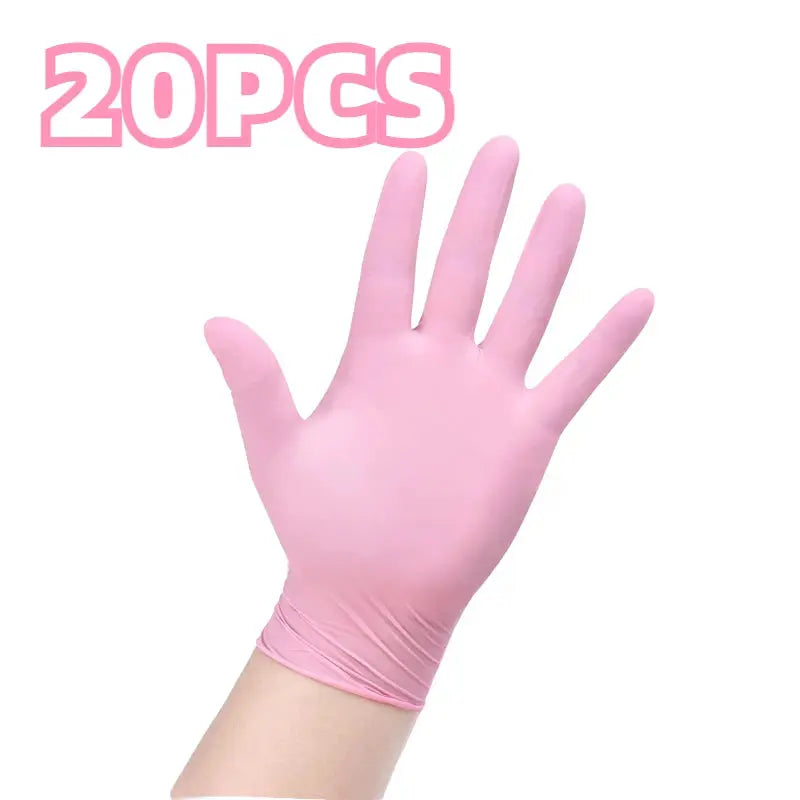 Pink nitrile gloves, 20-piece pack for household cleaning and kitchen tasks