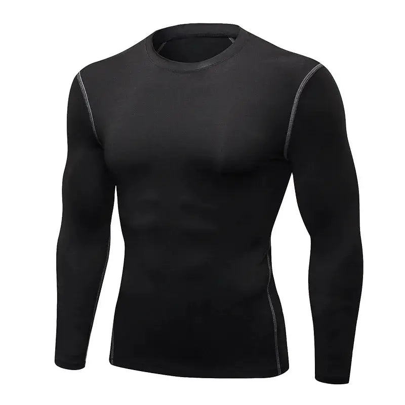Men's Long Sleeve Thermal Underwear Top Thin Tight Fit Fast Dry Elastic Fitness Wear For Autumn And Winter