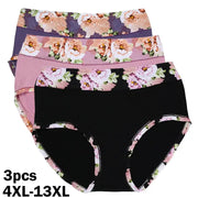 Simples Market 3pc plus-size floral panties set; assorted colors with floral waistband trim