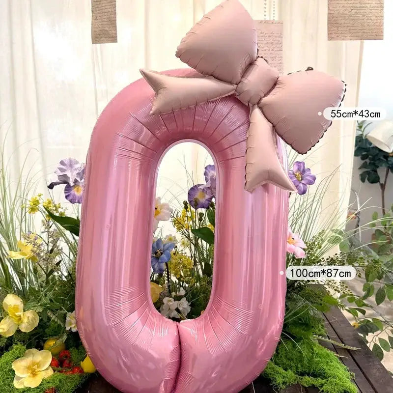 40 Inch Pink Digital Bowknot Aluminum Foil Balloons For Girls Wedding Birthday Party Decor Photo Props