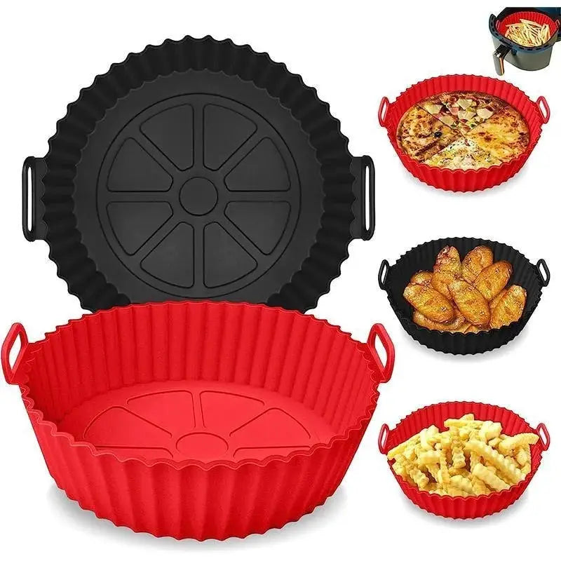 Reusable Air Fryer Silicone Liners Nonstick Food Grade Basket Accessory For Easy Cleanup