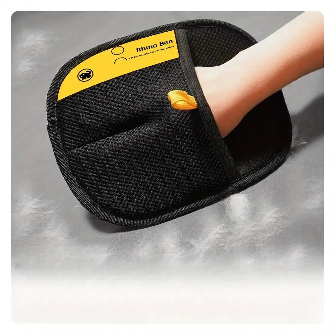 2-Piece Pet Hair Removal Gloves, Simples Market black mesh double-sided grooming gloves