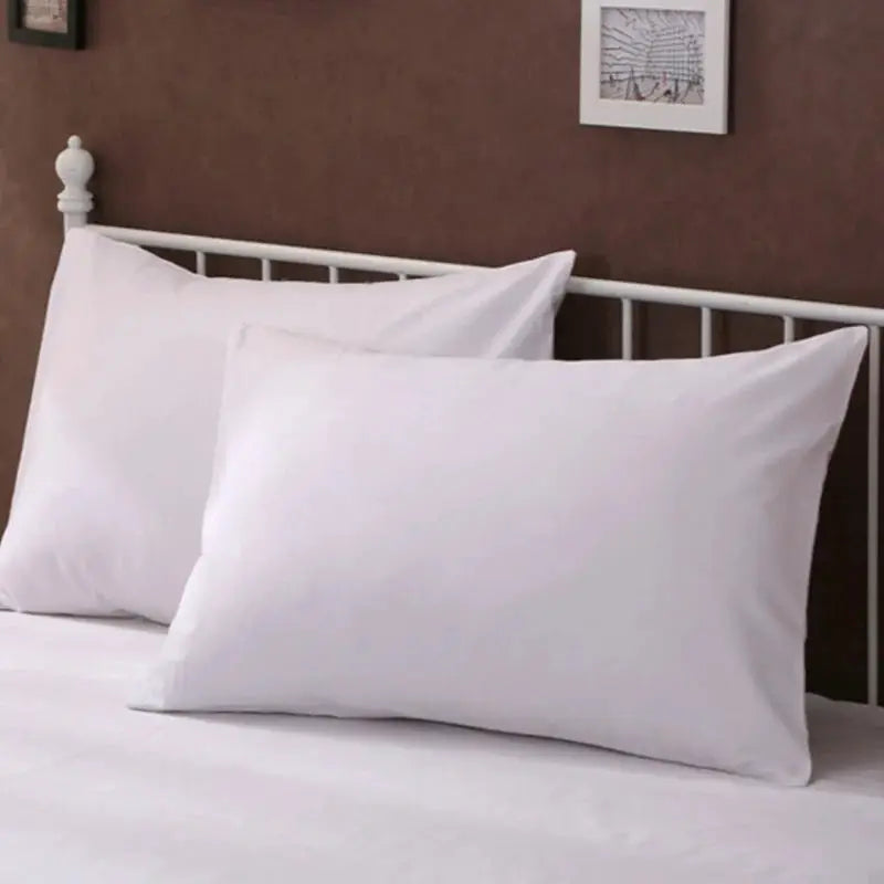Simples Market white pillow cover 20x30in, solid color rectangular pillowcase shown with two white pillows