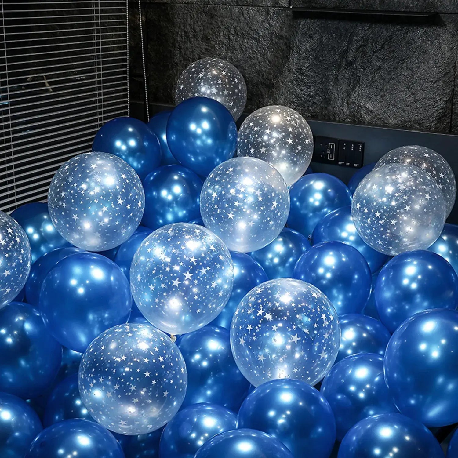 20 Pack Pearl Blue Thick Transparent Latex Balloons With Starry Sky Effect For Birthdays Weddings Graduation Decoration
