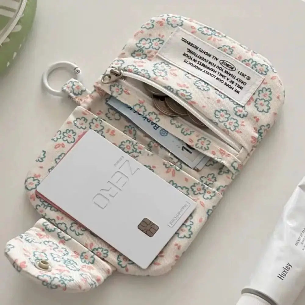 Cute Student Coin Purse Card Holder Floral Korean Fashion Wallet for Girls Portable Small Storage Bag