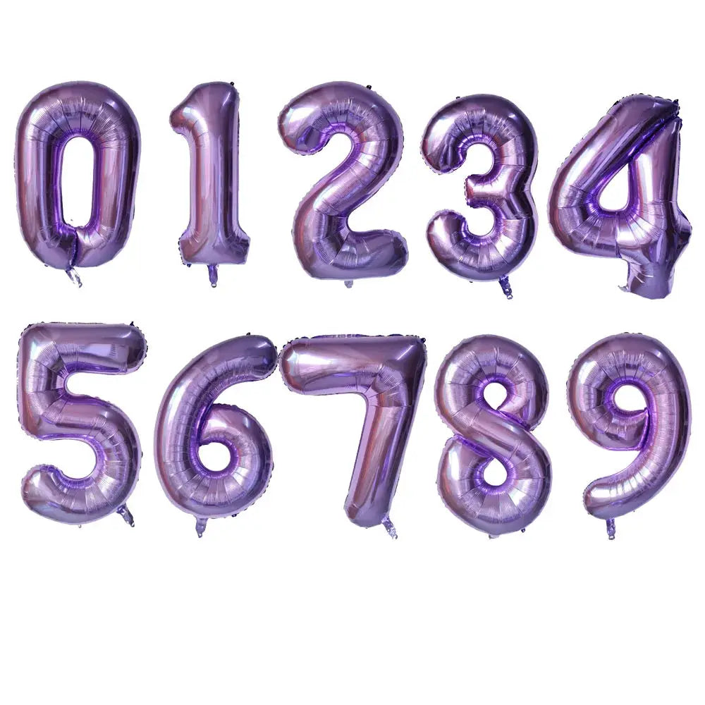 32 Inch Purple Number Balloons Foil For Birthday Party Decoration 1 2 3 Years Old