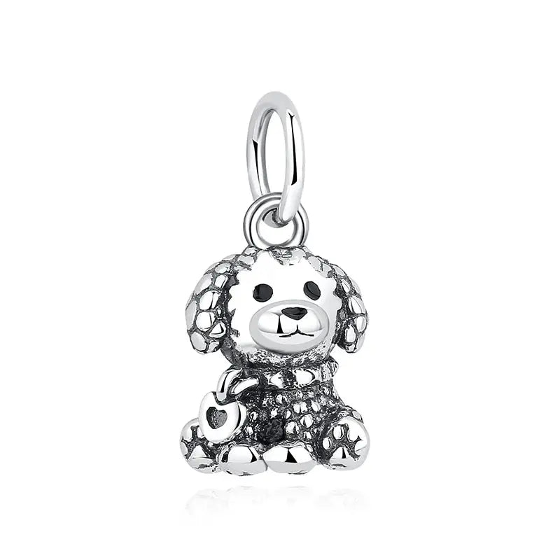 925 Sterling Silver Paw Print Charm Beads for Dogs and Cats Jewelry Pendant Fit for Bracelets Necklaces DIY Projects