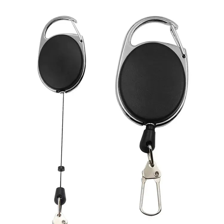 Simples Market retractable key chain reel badge holder with quick release clip, black badge and silver frame, 2 pcs
