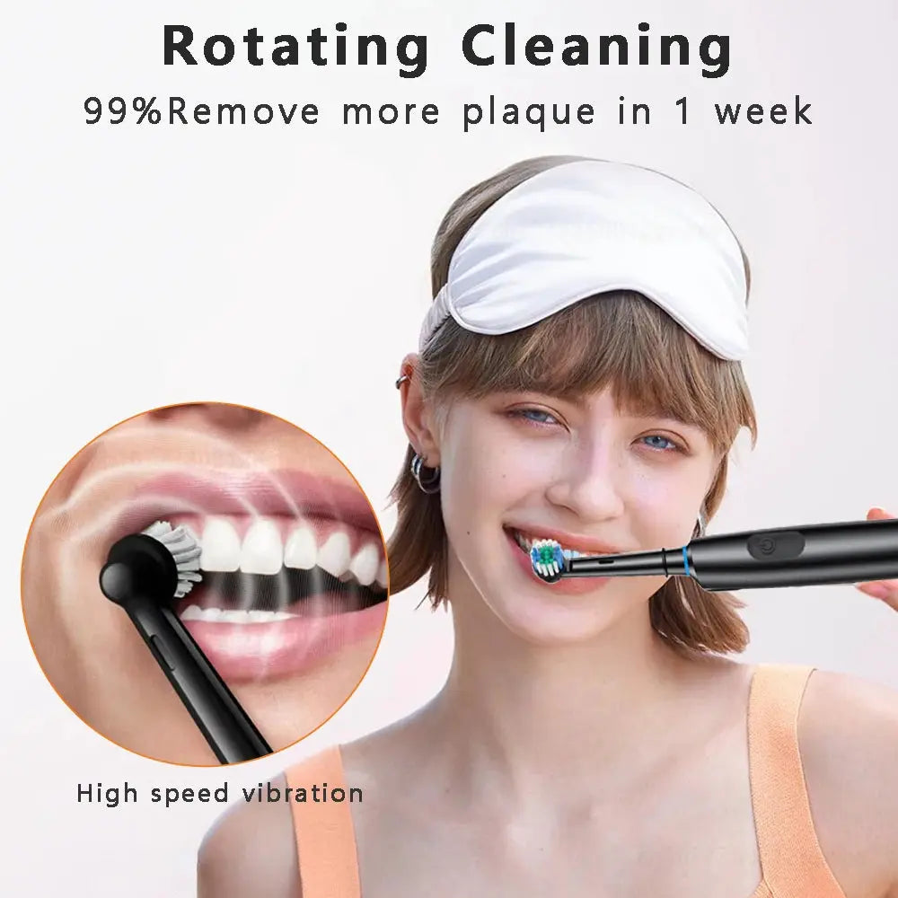 BrightSmile Rotary Electric Toothbrush With 8 Heads For Deep Plaque Removal Timer Waterproof And Rechargeable