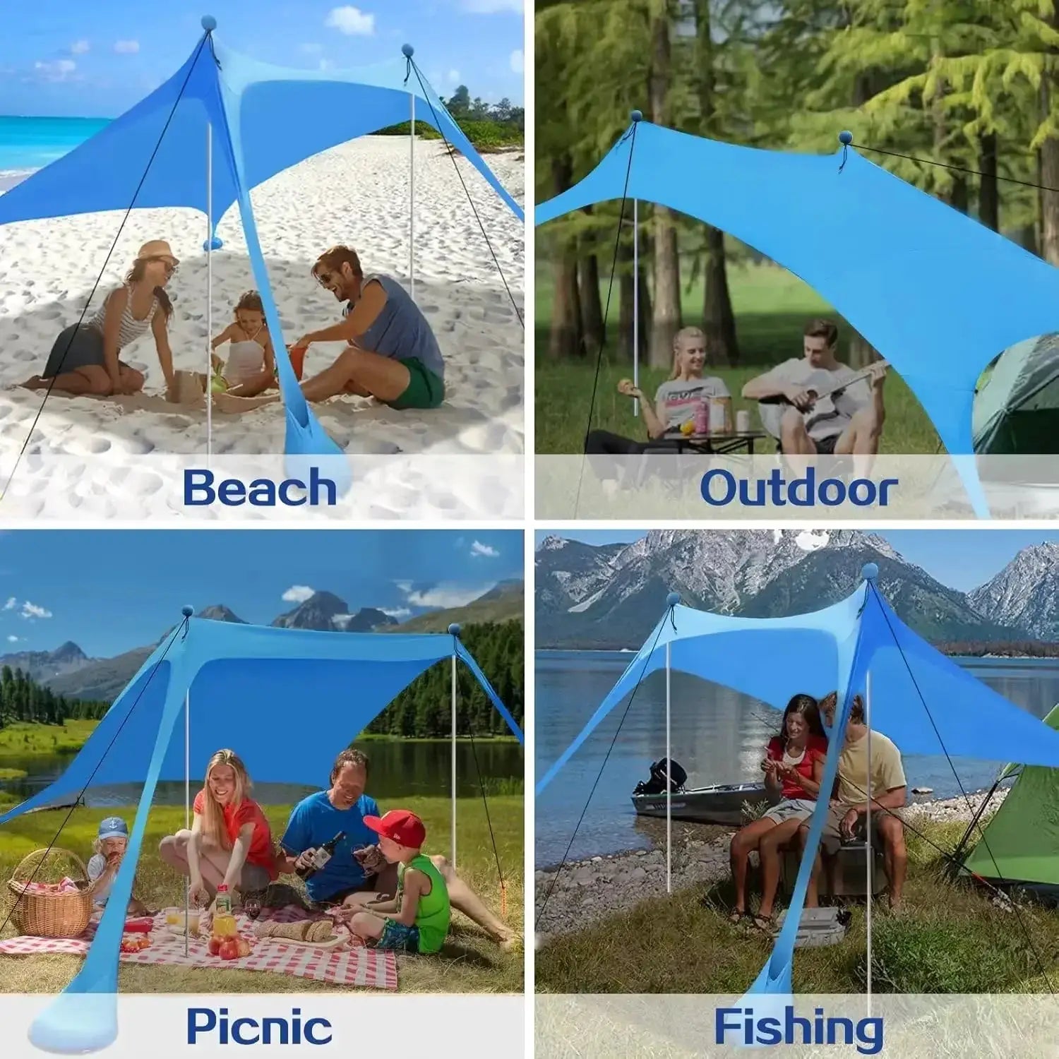 Simples Market ultralight camping tent windproof pop-up blue beach shade canopy for outdoor camping, picnics, fishing
