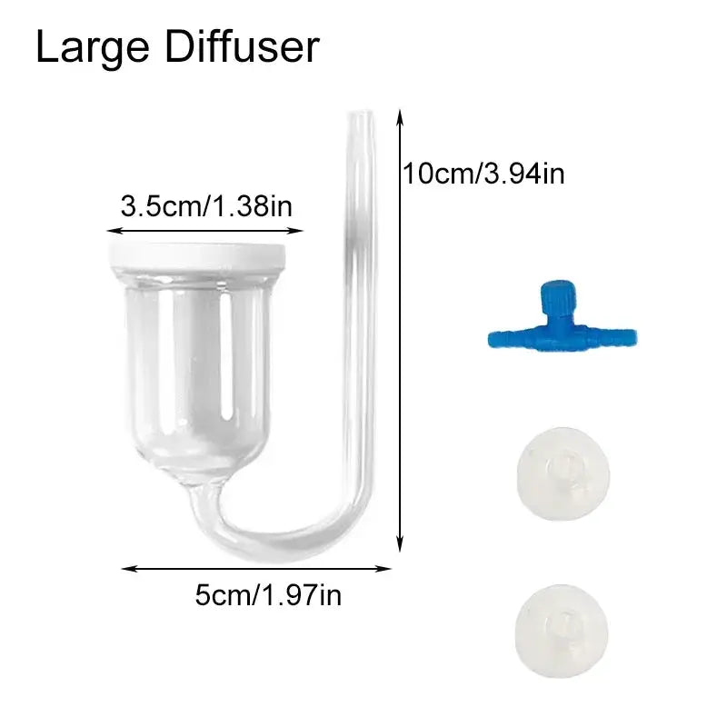 CO2 Diffuser For Aquarium Bubble Reactor And CO2 System Atomizer With Suction Cup For Live Plants