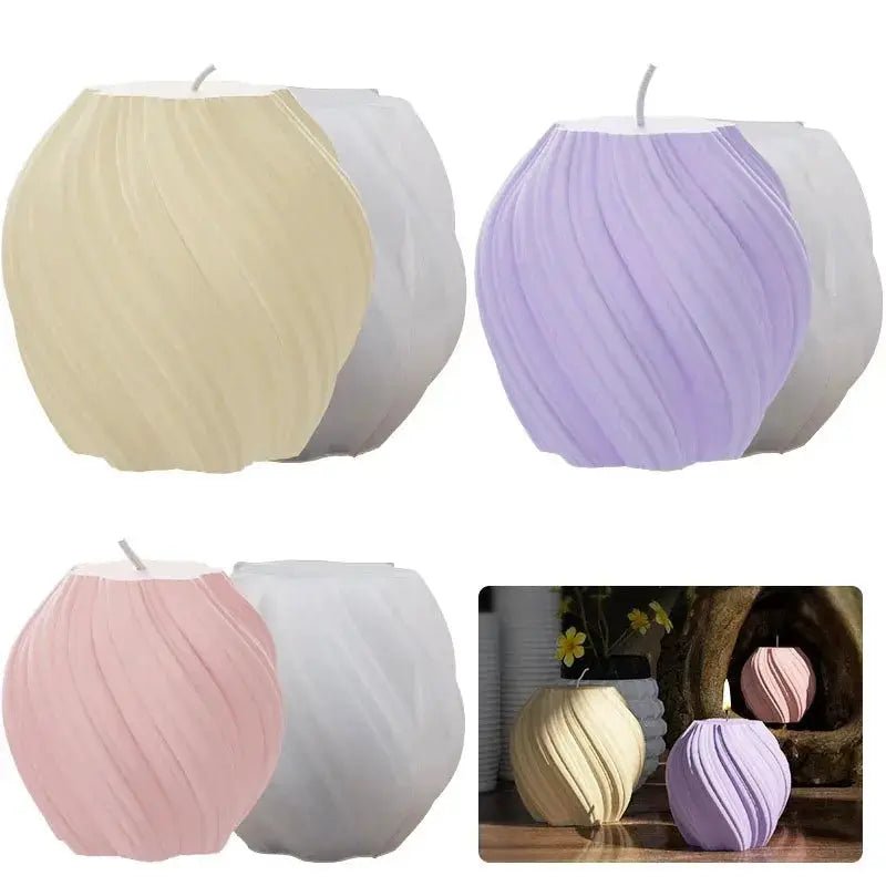 3D Rotating Pillar Candle Mold Geometric Wave Silicone Mold For DIY Candles Soap Resin Gypsum Crafts - Simples Market