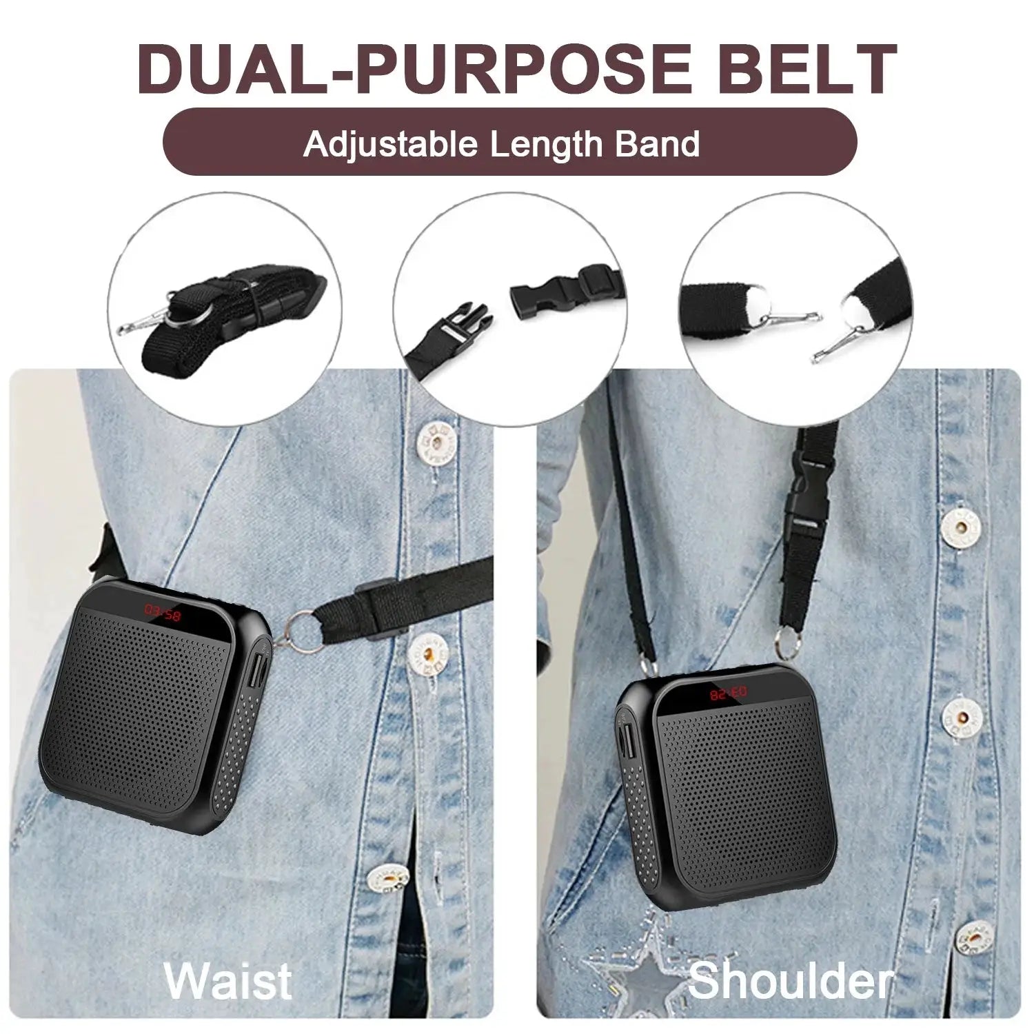 AyeBeau Bullhorn Megaphone 5W Portable Voice Amplifier With Microphone Wearable Loudspeaker For Teachers