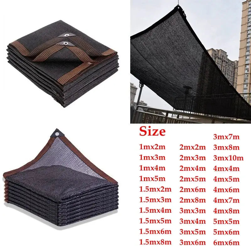 Sunshade net by Simples Market, black anti-UV HDPE shade fabric with 30–90% shading for greenhouse, garden or pool.