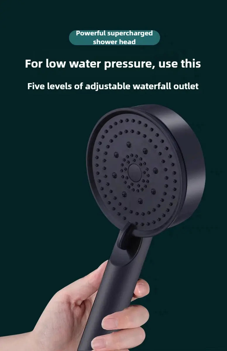 Shower head, black, Simples Market, adjustable 5-mode high-pressure water-saving massage