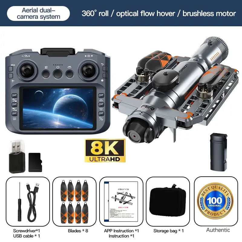 Drone by Simples Market with infrared obstacle avoidance, optical flow positioning, 8K Ultra HD, brushless motors; blades x8, storage bag