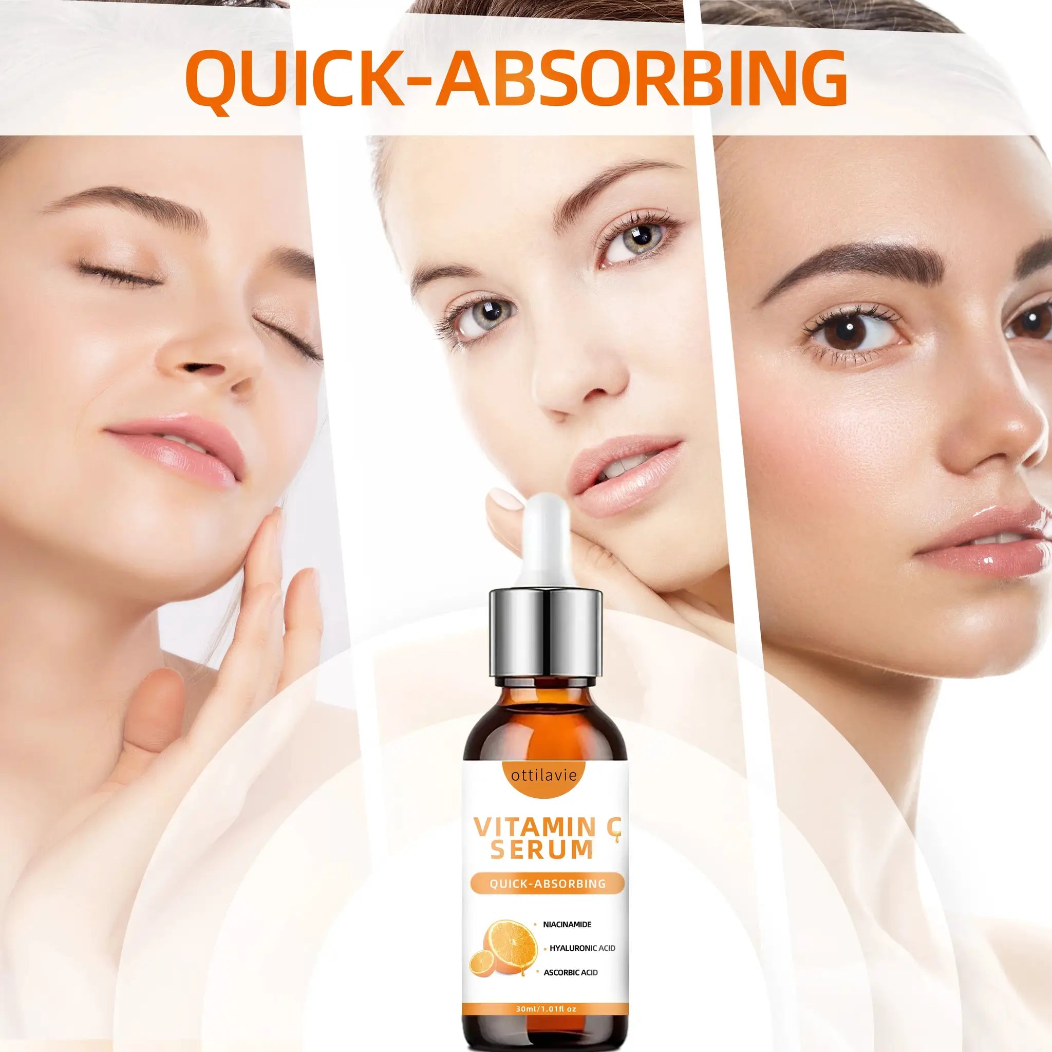 Vitamin C Serum With Hyaluronic Acid Fast Absorbing Deep Hydration Non Greasy 24 Hour Nourishment For Glowing Skin