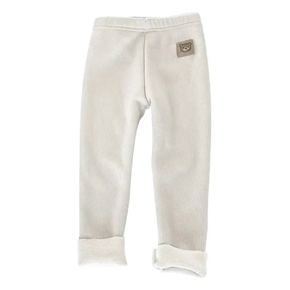Sonkpuel Korean Autumn Winter Children Fleece Lined One Piece Pants Warm Cartoon Trousers For Boys And Girls