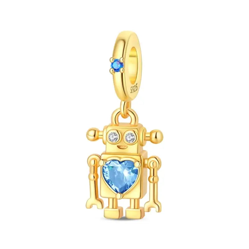 925 Sterling Silver Gold DIY Charms Beads Inlaid Zirconium Sun Leopard Pendants Fit Bracelet For DIY Jewelry Making