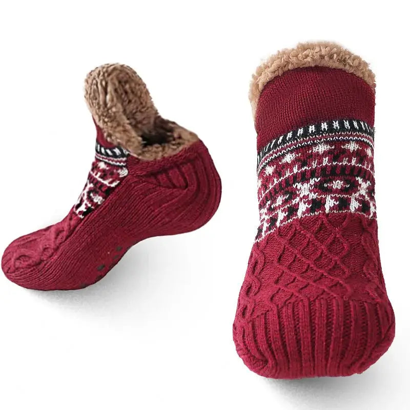 CozyCloud Super Warm Winter Non Slip Floor Socks For Women And Men Velvet Coral Fleece With Silicone Grips