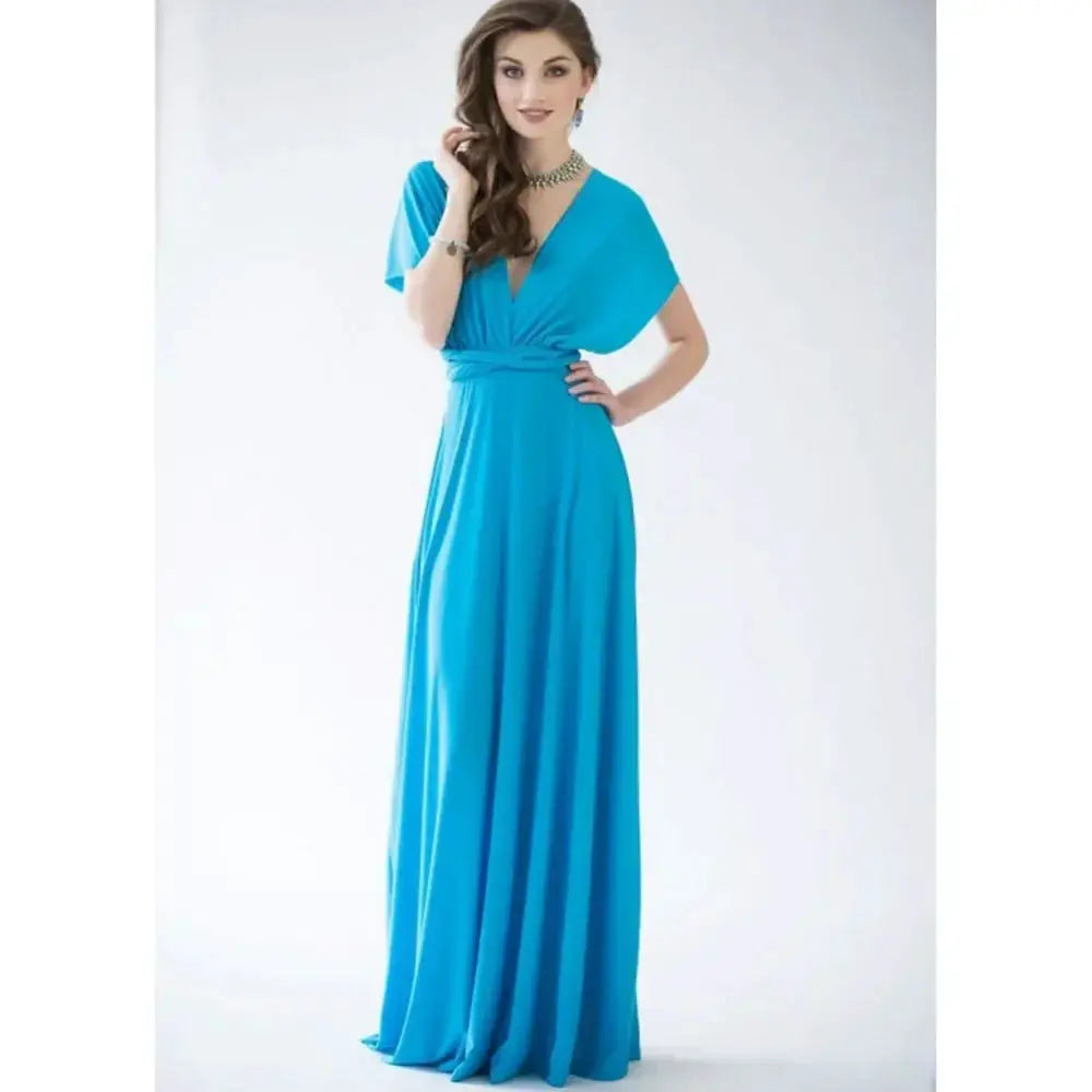 Fashion Multiwear V Neck Maxi Dress With Adjustable Straps For Summer Versatile Long Dress