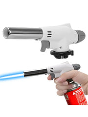 Multifunctional portable flame gun torch burners by Simples Market, two white bodies with metal nozzles