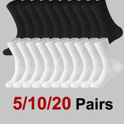 Neutral Solid Color Crew Socks Pack 5 10 20 Pairs Breathable Sweat Absorbing All Season Polyester Elastane Blend