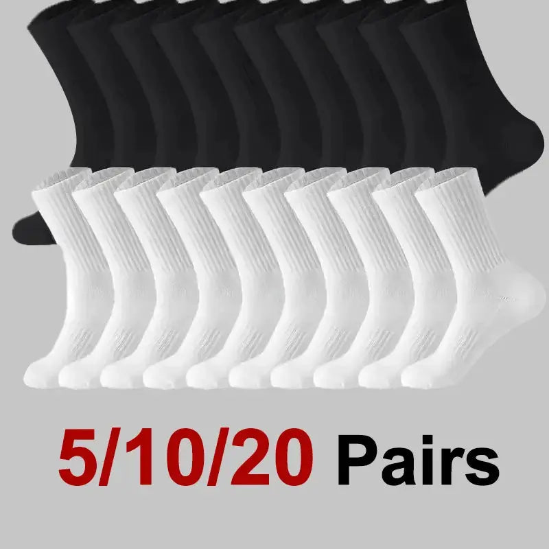 Neutral Solid Color Crew Socks Pack 5 10 20 Pairs Breathable Sweat Absorbing All Season Polyester Elastane Blend