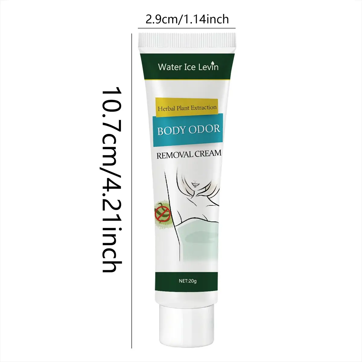 Herbal Essence Deodorant Cream by Water Ice Levin, 20g tube with green and blue label