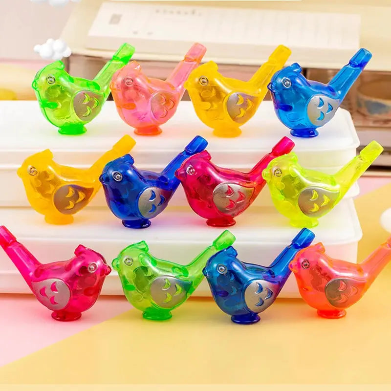 30 Colorful Bird Plastic Water Whistles Noise Makers Toys For Kids Birthday Party Favors Baby Shower Gift Pinata Fillers